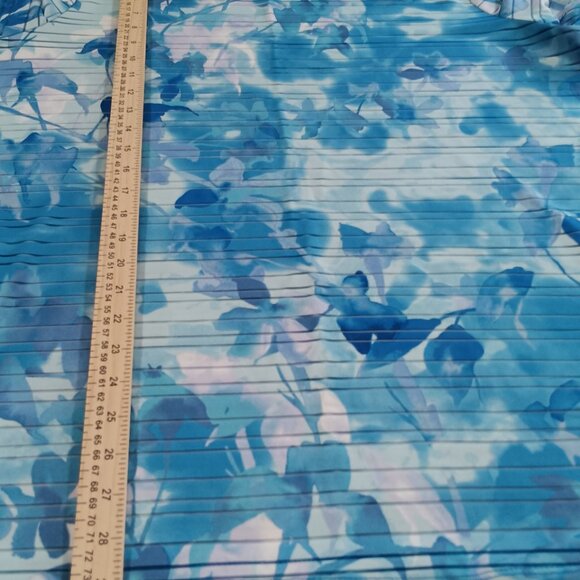 Susan Graver Passport Women's XL Blue Silky Liquid Knit Tunic Floral Print - Picture 10 of 14